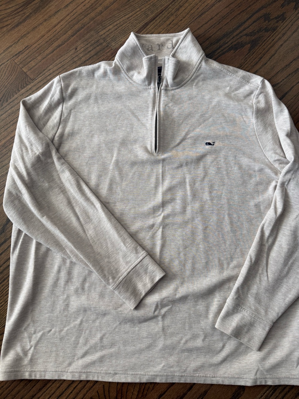 Vineyard Vines Men's Heather Ivory Quarter-Zip Pullover